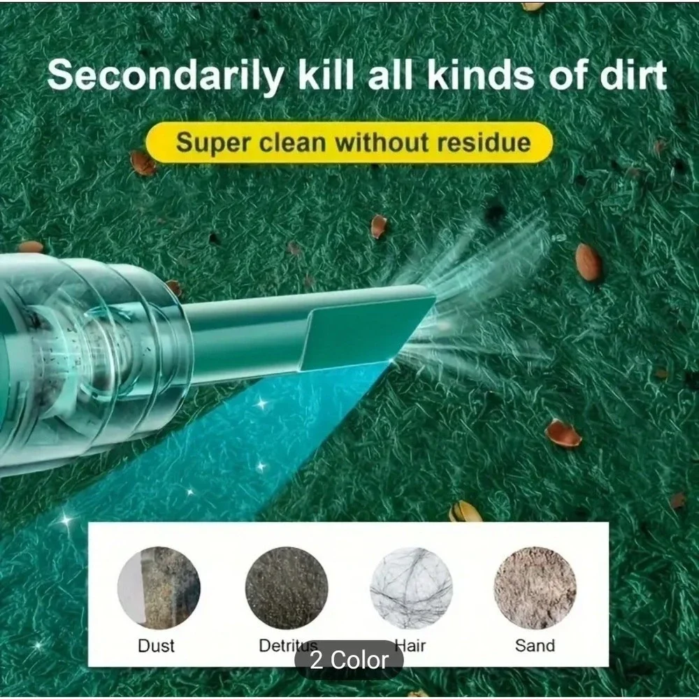 29000Pa‎ Car Vacuum Cleaner Strong Suction Dust Catcher Cordless Handheld Green